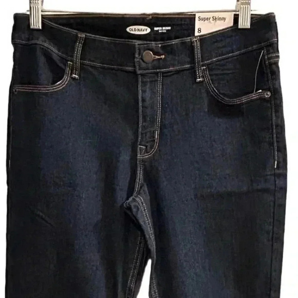 Old Navy Women's Size 8 Dark Blue Mid-Rise Skinny Jeans Stretchy - Picture 2 of 11